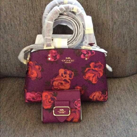 Firm Authentic Coach Jumbo Flower Handbag & Wallet Set - Picture 7 of 9